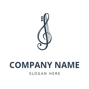 カーブのロゴ Music Note and Violin String logo design