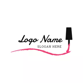 Cosmetics Logo Nail Brush and Pink Nails logo design