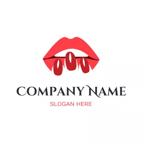 ネイル　ロゴ Nail Polish and Red Lip logo design
