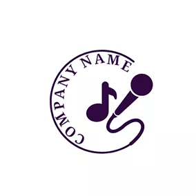Karaoke Logo Note and Line Microphone Icon logo design