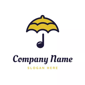 Handle Logo Note and Umbrella Icon logo design