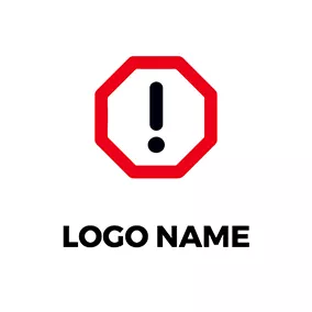 平底船 Logo Octagon Exclamation Mark Warning logo design