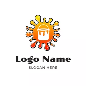 オイル　ロゴ Oil Paint and Paint Bucket logo design
