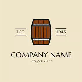 Logotipo De Cerveza One Brown and Black Barrel logo design