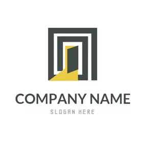 コーナーロゴ Opened Black and Yellow Door logo design
