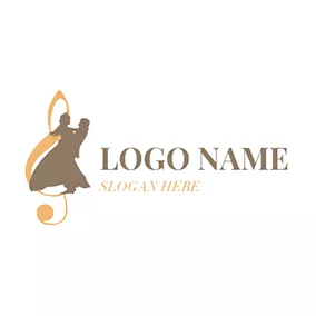 Dancing Logo Opera Singer and Note Icon logo design