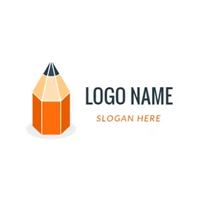 Emblem Logo Orange and Beige Pencil logo design