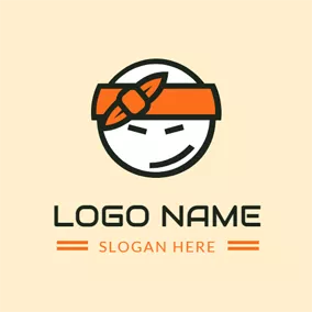 壽司 Logo Orange and Black Banner logo design