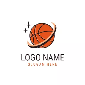 Emblem Logo Orange and Black Basketball logo design