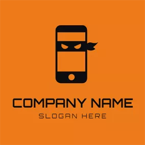 コンタクトロゴ Orange and Black Smartphone logo design