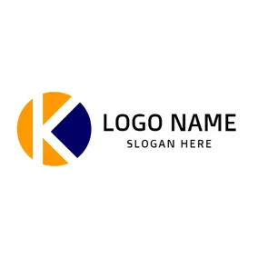 アルファベットロゴ Orange and Blue Letter K logo design