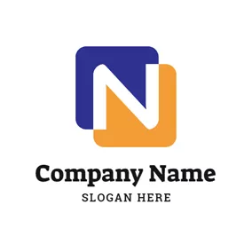 N Logo Orange and Blue Letter N logo design