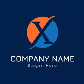 Blue Logo Orange and Blue Letter X logo design