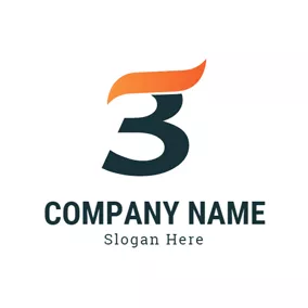 Logótipo De Número Orange and Blue Number Three logo design