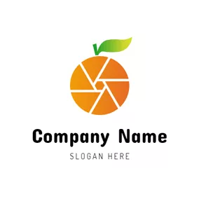 カムのロゴ Orange and Camera Lens logo design