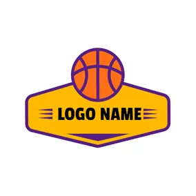 バスケットのロゴ Orange and Purple Basketball logo design