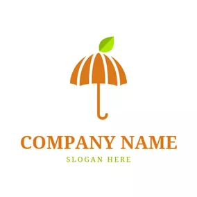 Holder Logo Orange and Umbrella Icon logo design