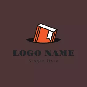Bookstore Logo Orange and White Book logo design