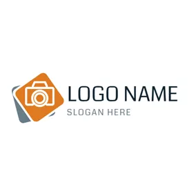 Photobooth Logo Orange and White Camera logo design
