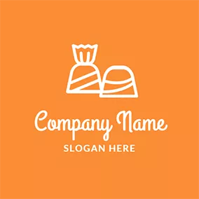 Logótipo Doces Orange and White Candy logo design