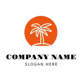 椰子 Logo Orange and White Coconut Tree logo design