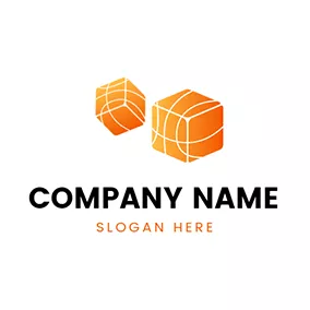 Cube Logo Orange and White Dice Icon logo design
