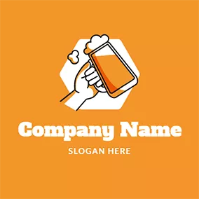 Drinking Logo Orange and White Drinking Party logo design
