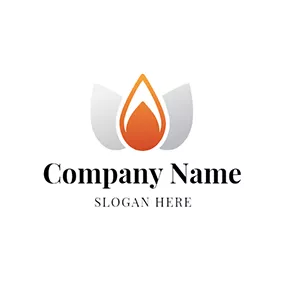 燃えさかるロゴ Orange and White Fire Icon logo design