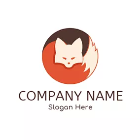 Illustration Logo Orange and White Fox Icon logo design
