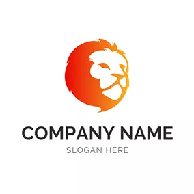 Logo Du Lion Orange and White Lion Head logo design