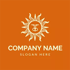 Lion Logo Orange and White Sun logo design