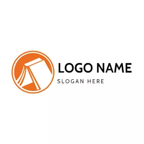 テントロゴ Orange and White Tent logo design