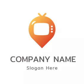 录像Logo Orange Balloon and Tv logo design