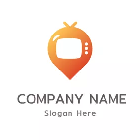 Balloon Logo Orange Balloon and Tv logo design