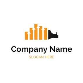 Analysis Logo Orange Bar Graph and White Arrow logo design