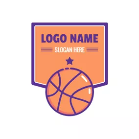 広告ロゴ Orange Basketball Badge logo design