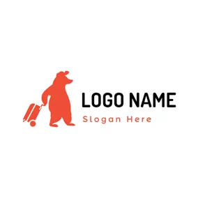 Travel Agency Logo Orange Bear and Suitcase logo design
