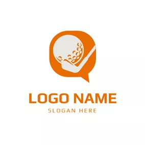 Golf Logo Orange Bubble and Golf Ball logo design