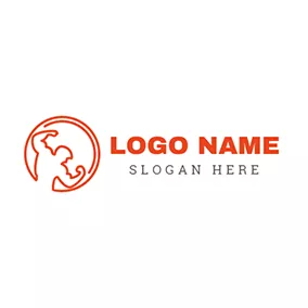 力量 Logo Orange Circle and Fitness Instructor logo design