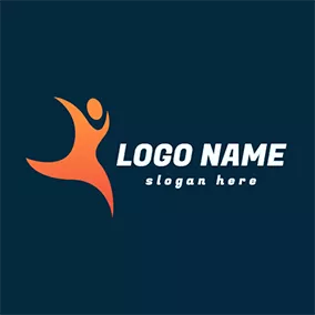 Running Logo Orange Circle and Irregular Figure logo design