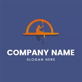 Human Logo Orange Circle and Kayak logo design