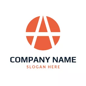 アルファベットロゴ Orange Circle and Letter A logo design