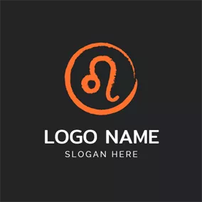 Astrological Logo Orange Circle and Simple Leo Symbol logo design