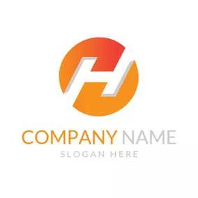 Hロゴ Orange Circle and White Letter H logo design