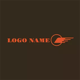 Emblem Logo Orange Circle and Wing Icon logo design