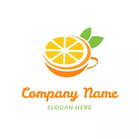 カップロゴ Orange Cup and Yellow Slice logo design