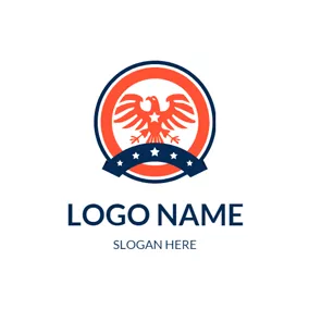 政府　ロゴ Orange Eagle and Badge logo design