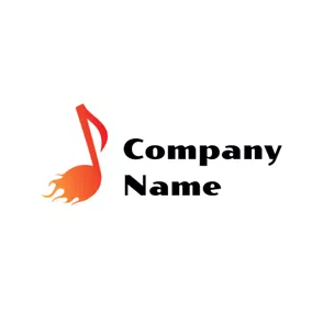 Music Note Logo Orange Fire and Note logo design