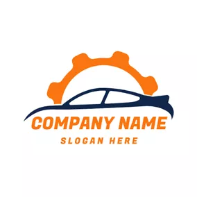 汽车业logo Orange Gear and Blue Car logo design