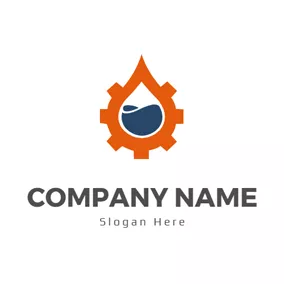 Fluid Logo Orange Gear and Blue Petrol logo design